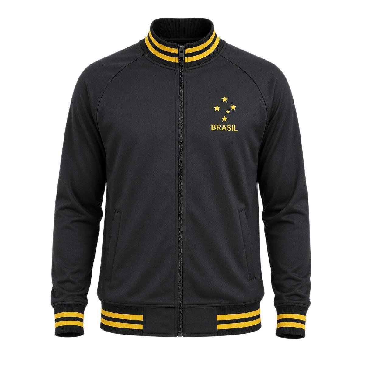 Jaqueta Brasil Olden Estrelas Preto e Dourado - Masculino