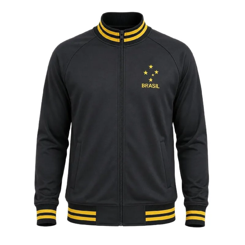 Jaqueta Brasil Olden Estrelas Preto e Dourado - Masculino