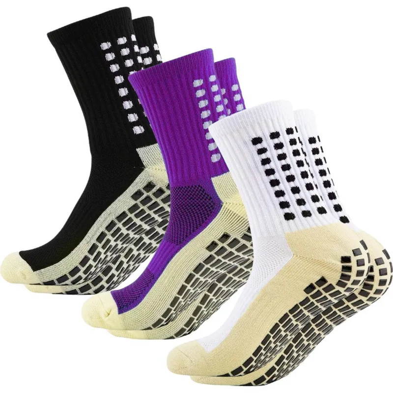 Kit 3 pares Meias esportivas cano médio antiderrapantes unissex