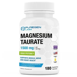 Suplemento Puregen Labs Taurato de Magnésio 1500 mg 180 cápsulas
