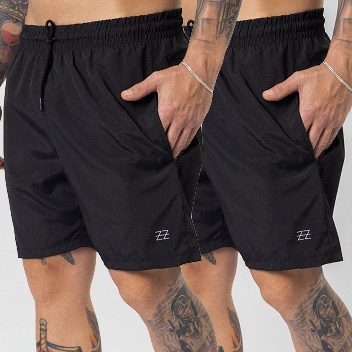 Kit 2 Bermudas Masculinas Academia Treino Shorts Elástico Luzzoo