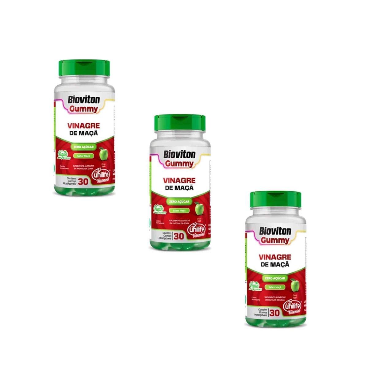 Kit 3 Bioviton Gummy Maçã Unilife 3x30 Gomas Sabor Maça