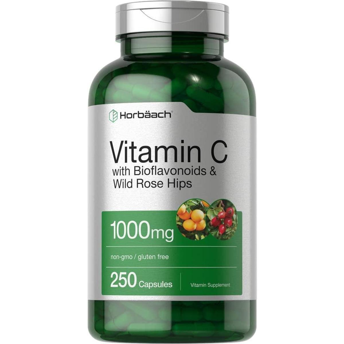 Suplemento Horbaach de vitamina C 1000mg 250 cápsulas com bioflavonóides