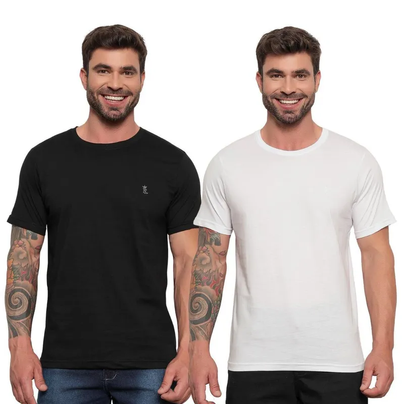 Kit 2 Camiseta Básica Radicais Livres Manga Curta Masculina 100% Algodão