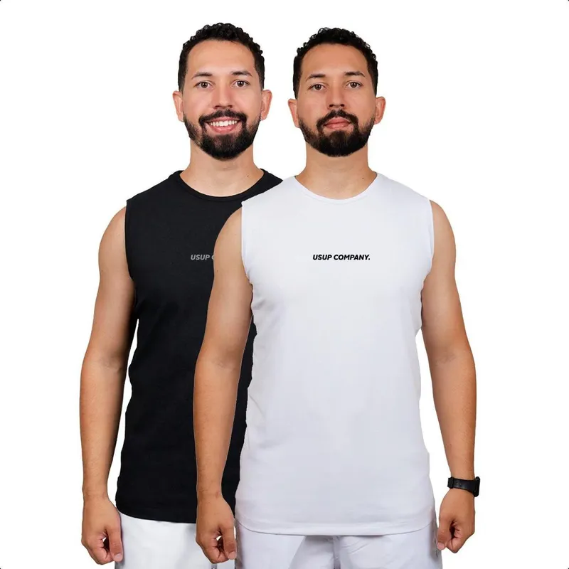 Combo 2 Regata Camiseta Cavada Masculina Camisa Canelada