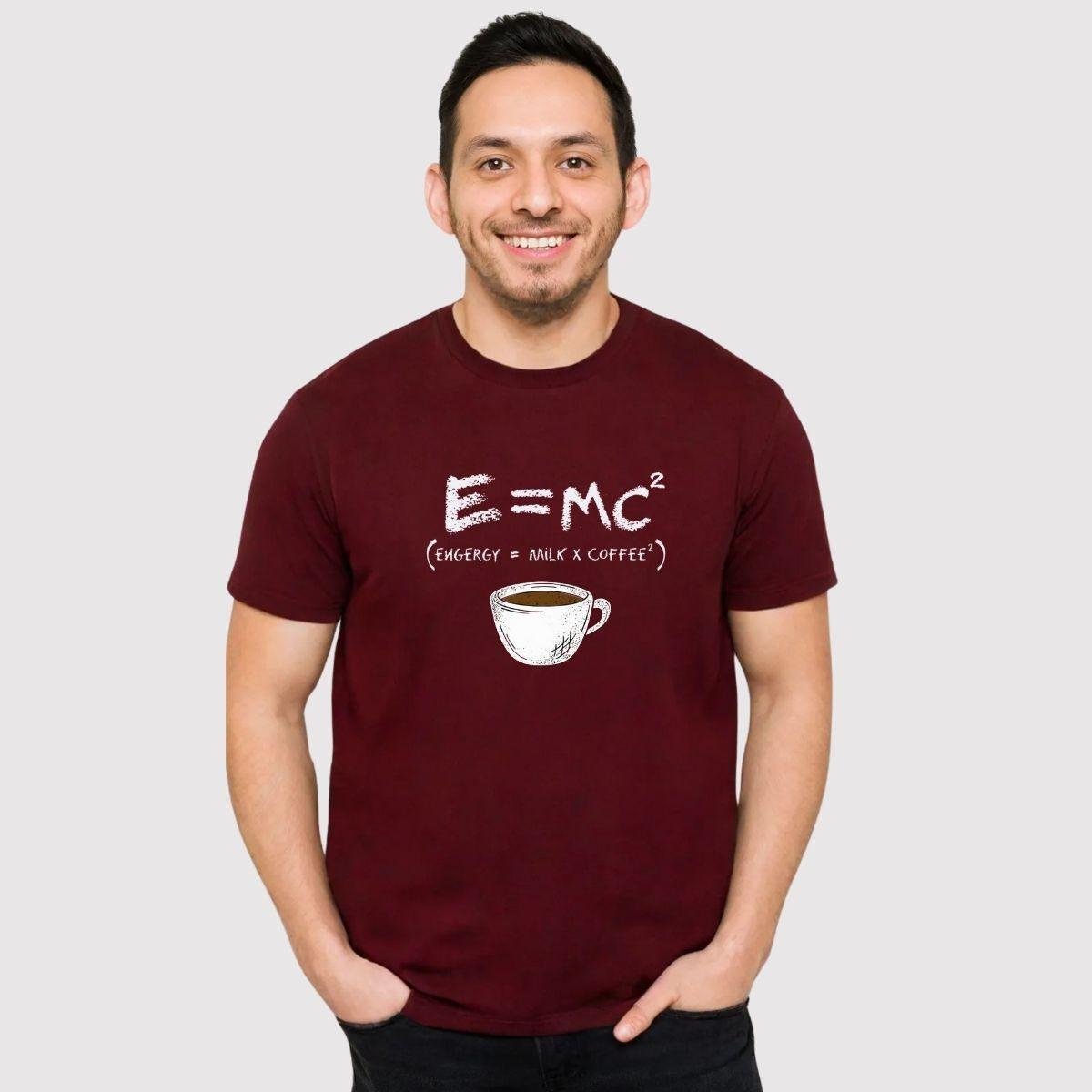 Camiseta Básica Premium Gola Redonda Estampada 100% Algodão Café