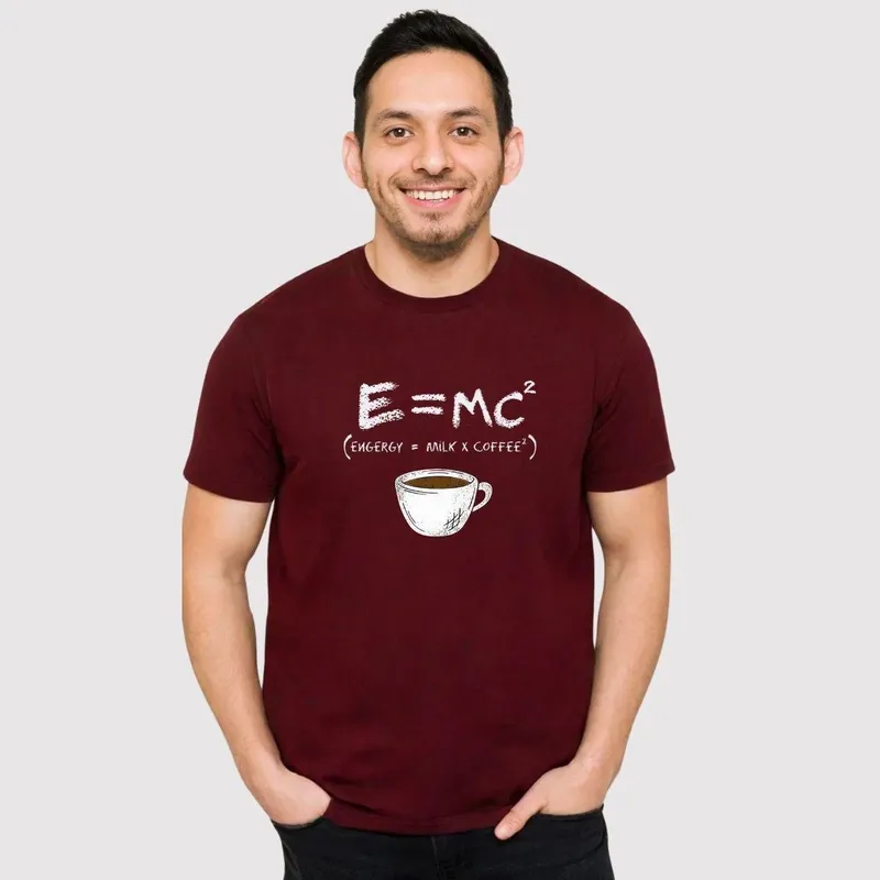 Camiseta Básica Premium Gola Redonda Estampada 100% Algodão Café