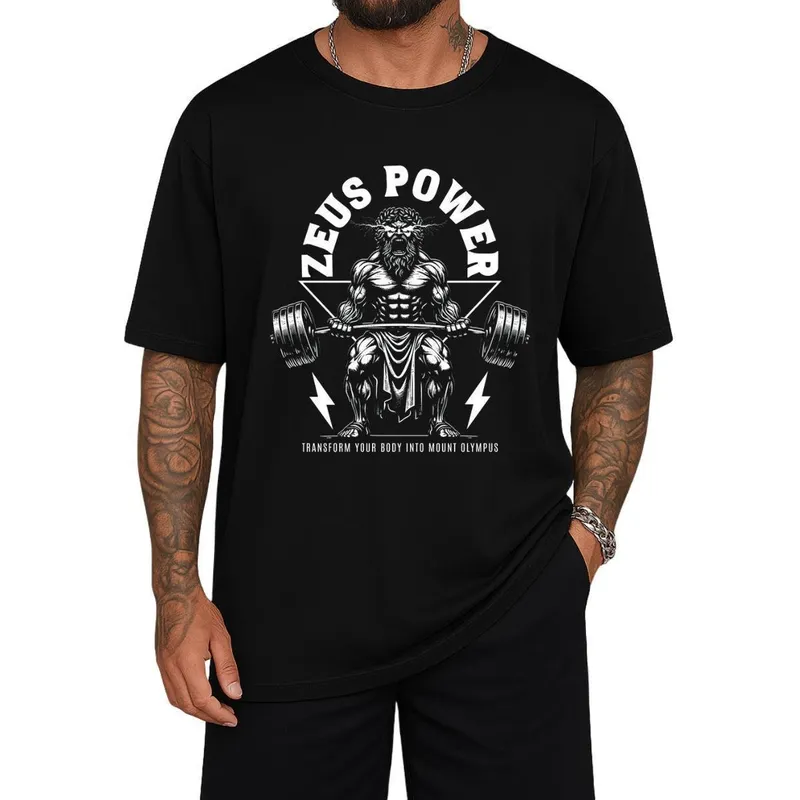 Camiseta Oversized Zeus Gola Alta Streetwear Academia Treino