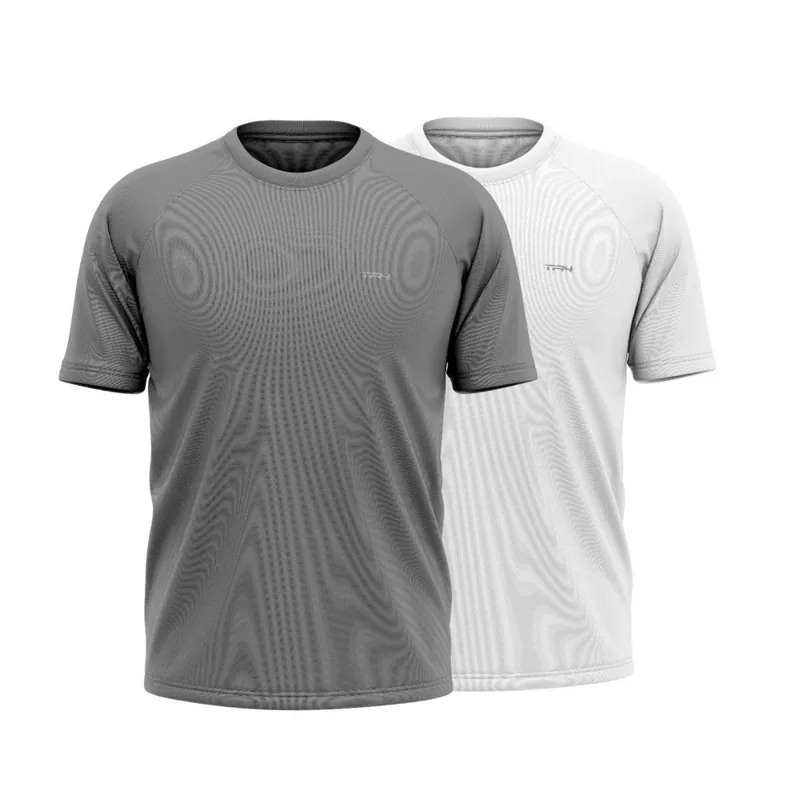 Kit de 2 camisas Raglan Manga Curta Proteção Uv Fitness.