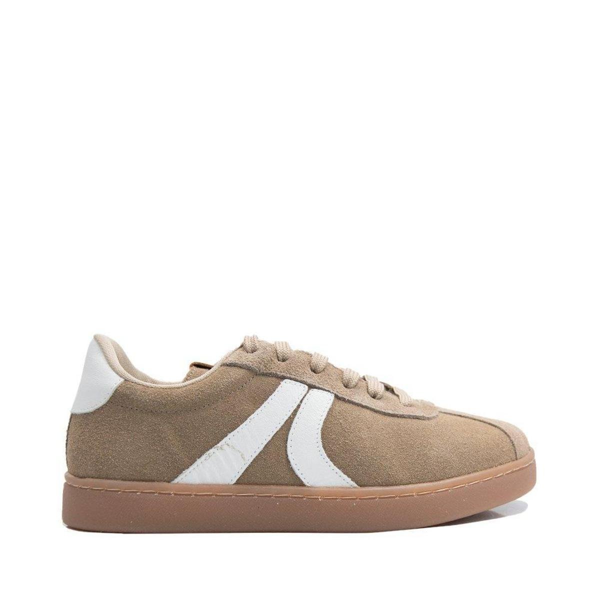 Tenis Via Comfort Taupe Couro Camurça