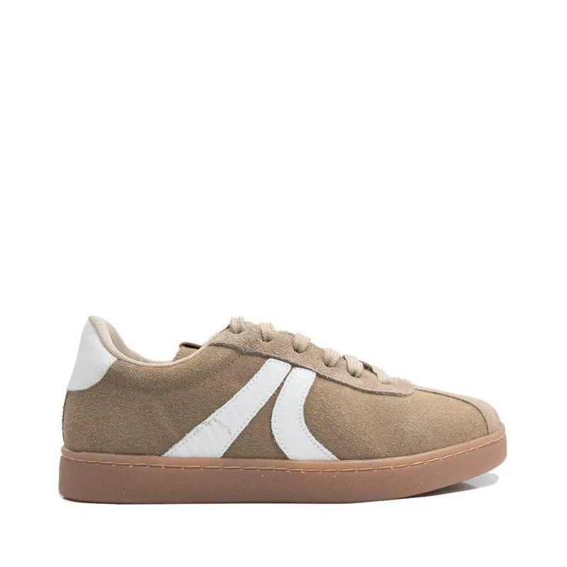 Tenis Via Comfort Taupe Couro Camurça