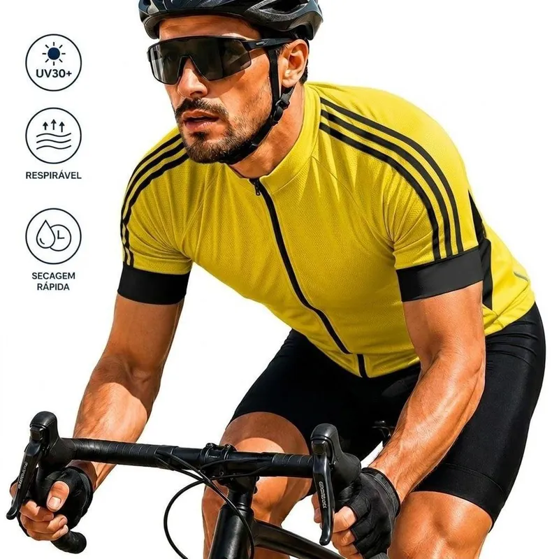 Camisa de Ciclismo D&A Masculina MTB Bike Zíper Frontal UV30+ Respirável