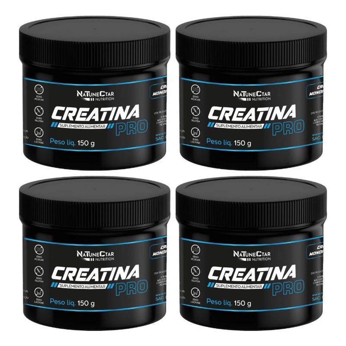 Kit Creatina Pro Monohidratado Pó Natunéctar 150g – 4 unidades