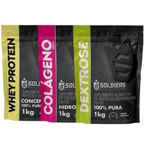 Kit: Whey Protein Concentrado 1Kg + Colágeno 1Kg + Dextrose 1Kg - 100% Importado - Soldiers Nutritio
