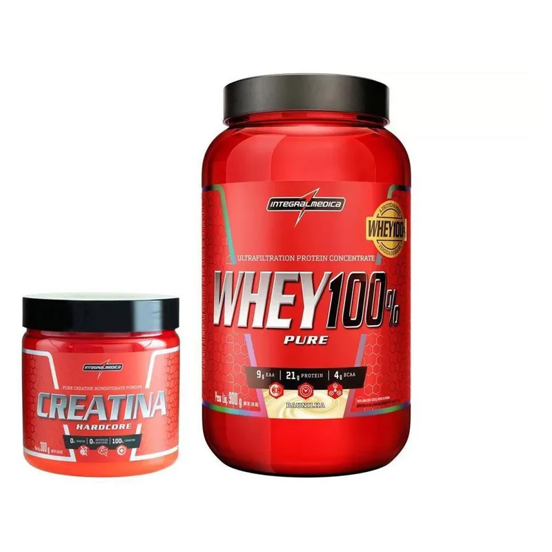Creatina Mono-hidratada Integralmédica Hardcore - 300g + Whey Protein Concentrado 900g