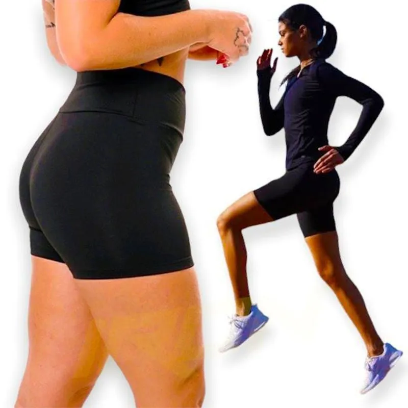 Bermuda Short Fitness Leg Básico Legging Cós Alto Treino Casual