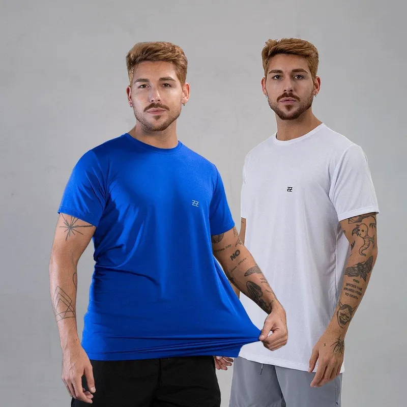Kit 2 Camisetas Masculina Academia Poliamida Manga Curta Treino Camisa Malhar Dia A Dia Premium