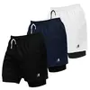 Kit 3 Shorts Masculinos 2 em 1 para Treinos com Visual e Estampa Esportivo