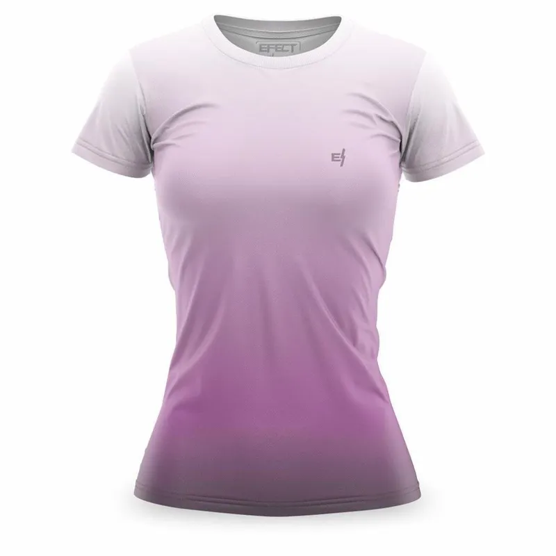 Camisa Feminina Academia Blusa Fitness Caminhada Treino Manga Curta Degrade