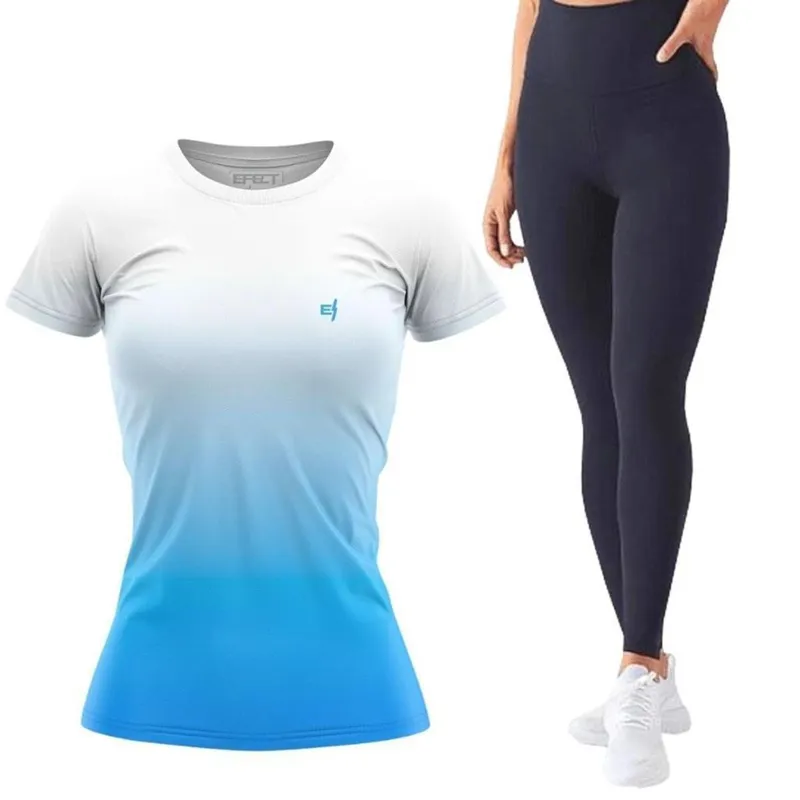 Kit Blusa Feminina Academia Treino Calça Legging Fitness Preta Cinza Lisa Cós Alto