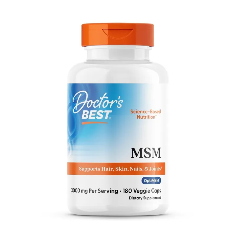 O suplemento Doctor's BEST MSM suporta cabelos, pele, unhas e articulações