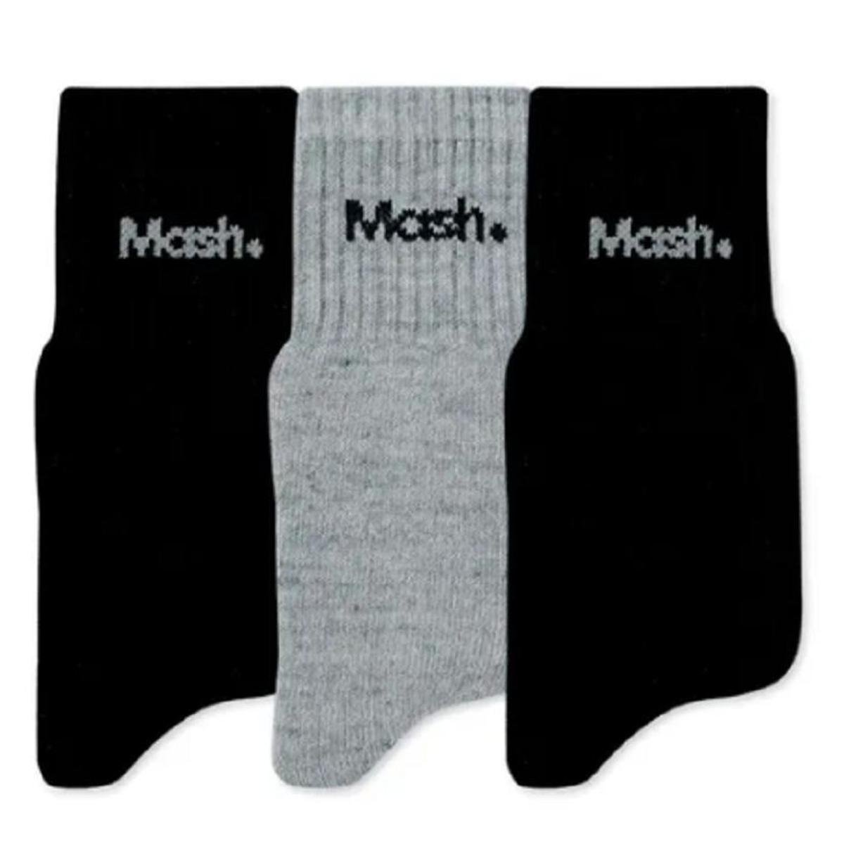 Kit 12 Pares Meias Mash Masculina 20205 Cano Medio Algodão