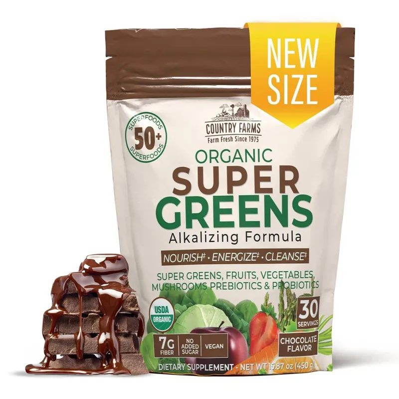 Suplemento COUNTRY FARMS Super Greens Chocolate 30 porções