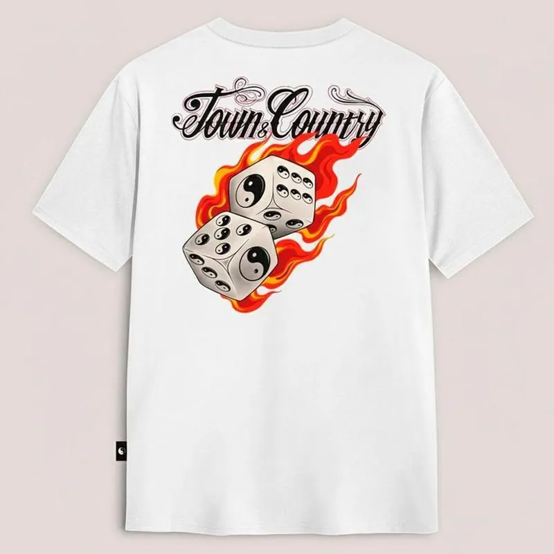 Camiseta Town & Country Oversized Dice On Fire Branco