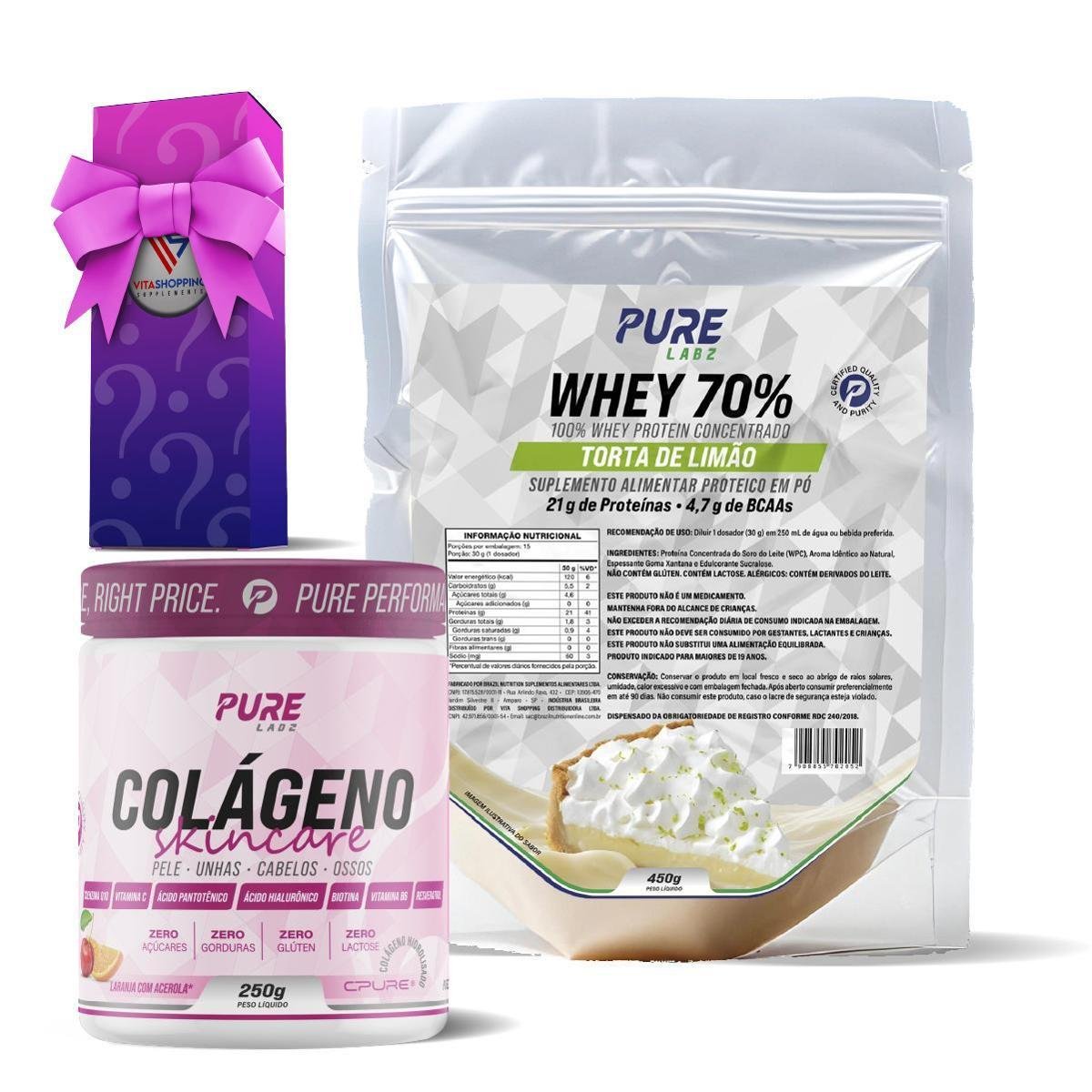 Kit Colágeno Laranja C/Acerola + Whey Concentrado 70% Torta de Limão