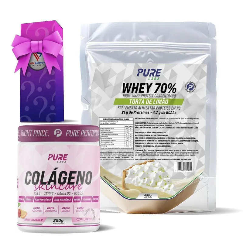 Kit Colágeno Laranja C/Acerola + Whey Concentrado 70% Torta de Limão