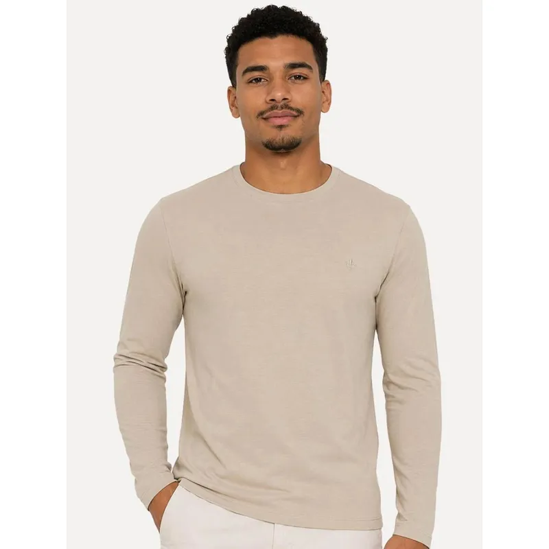 Camiseta Dudalina Manga Longa Cotton Flex Cáqui
