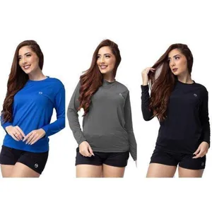 Kit 3 Camisa Feminina Térmica Manga Longa Com Proteção Uv 50+