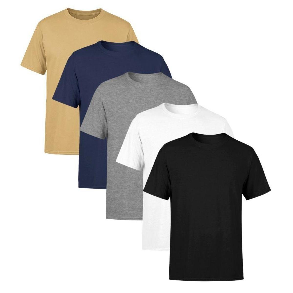 Kit 5 Camisetas Masculina Lisa Premium 100% Algodão