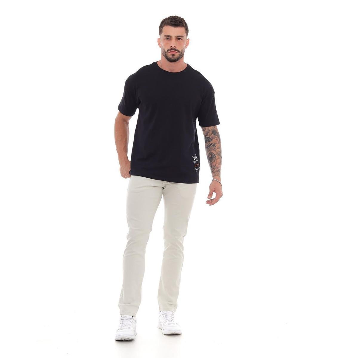 CALÇA SARJA MASCULINA SLIM FIT BÁSICA COM ELASTANO