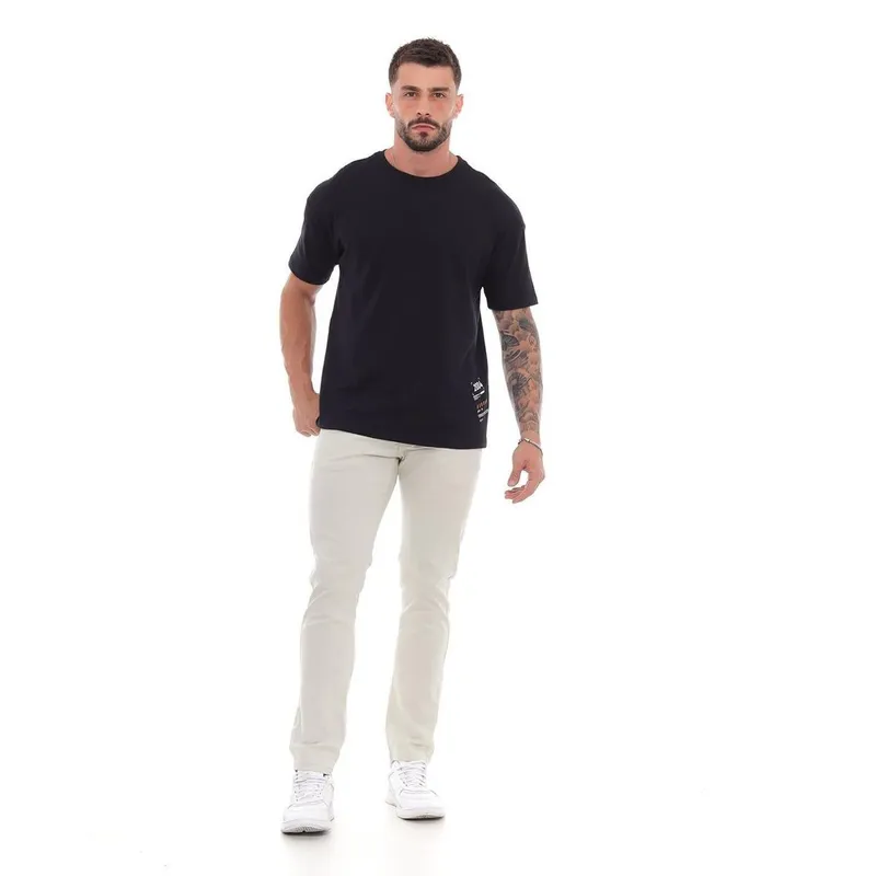 CALÇA SARJA MASCULINA SLIM FIT BÁSICA COM ELASTANO