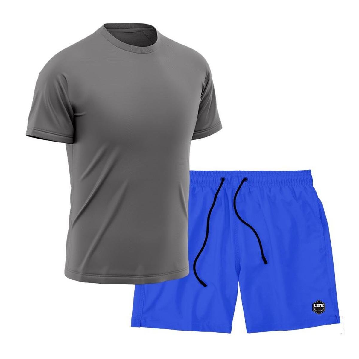 Kit Camiseta Academia + Bermuda Mauricinho- Cinza