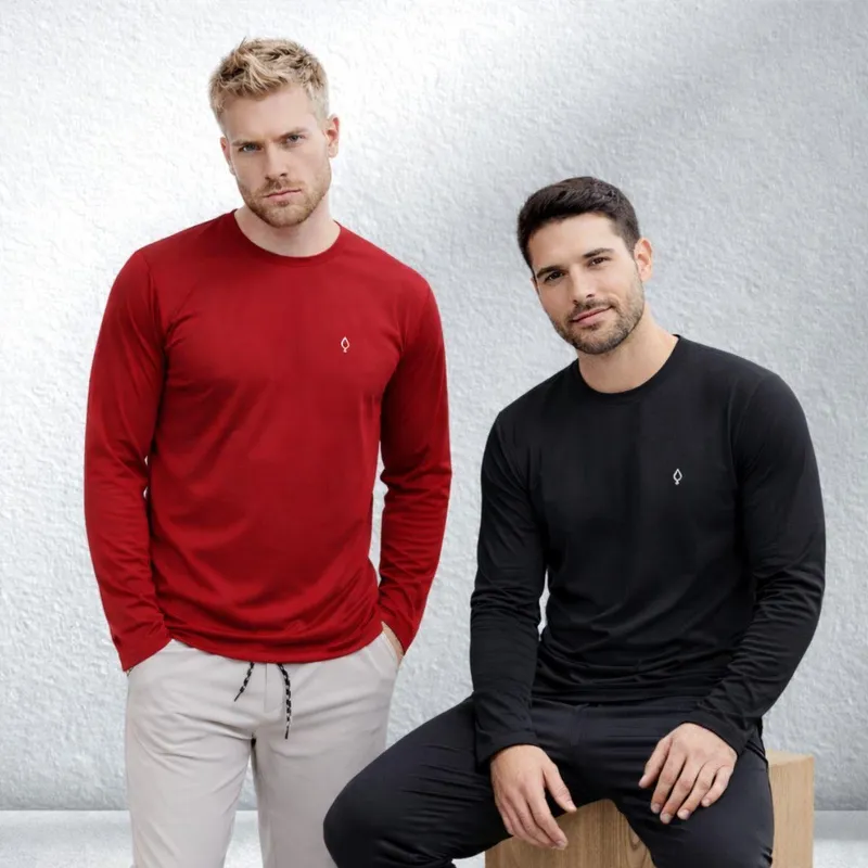 Kit 2 Camiseta Masculina Dry Manga Longa Academia Leve Confortável