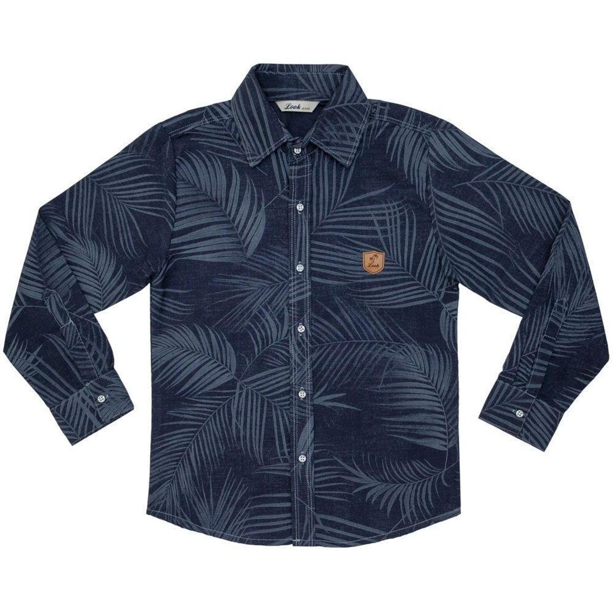 Camisa Juvenil Look Jeans Slim Floral Jeans - UNICA - 10