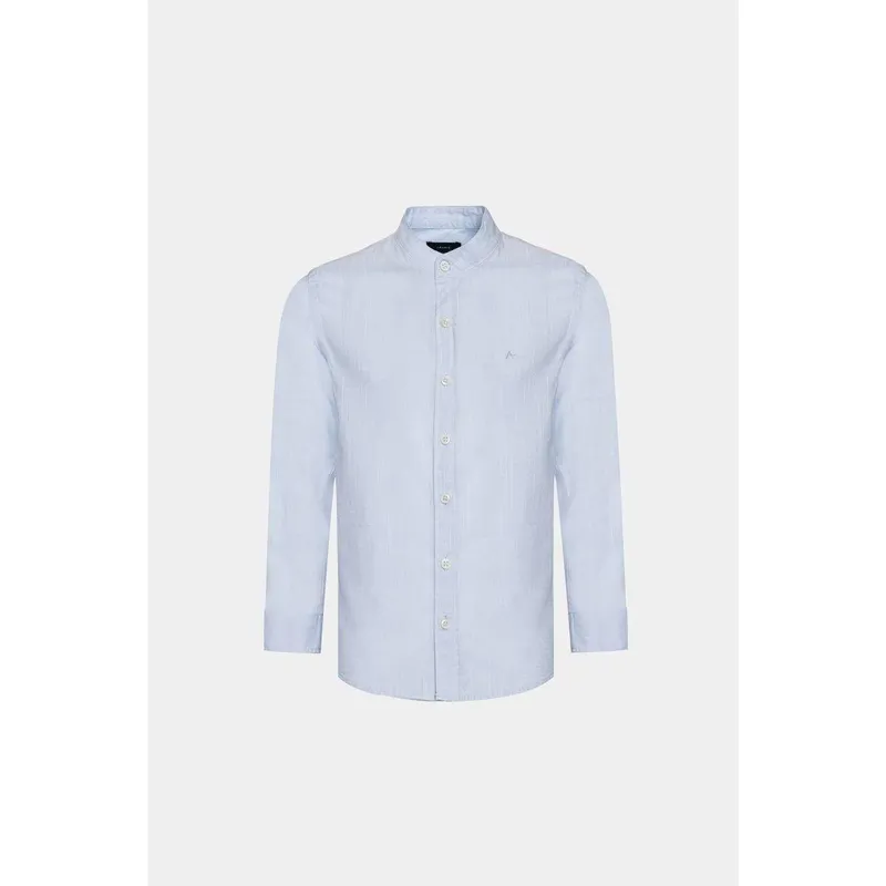 Camisa Aramis Algodão Flamê Manga Longa Gola Padre Azul Bebe