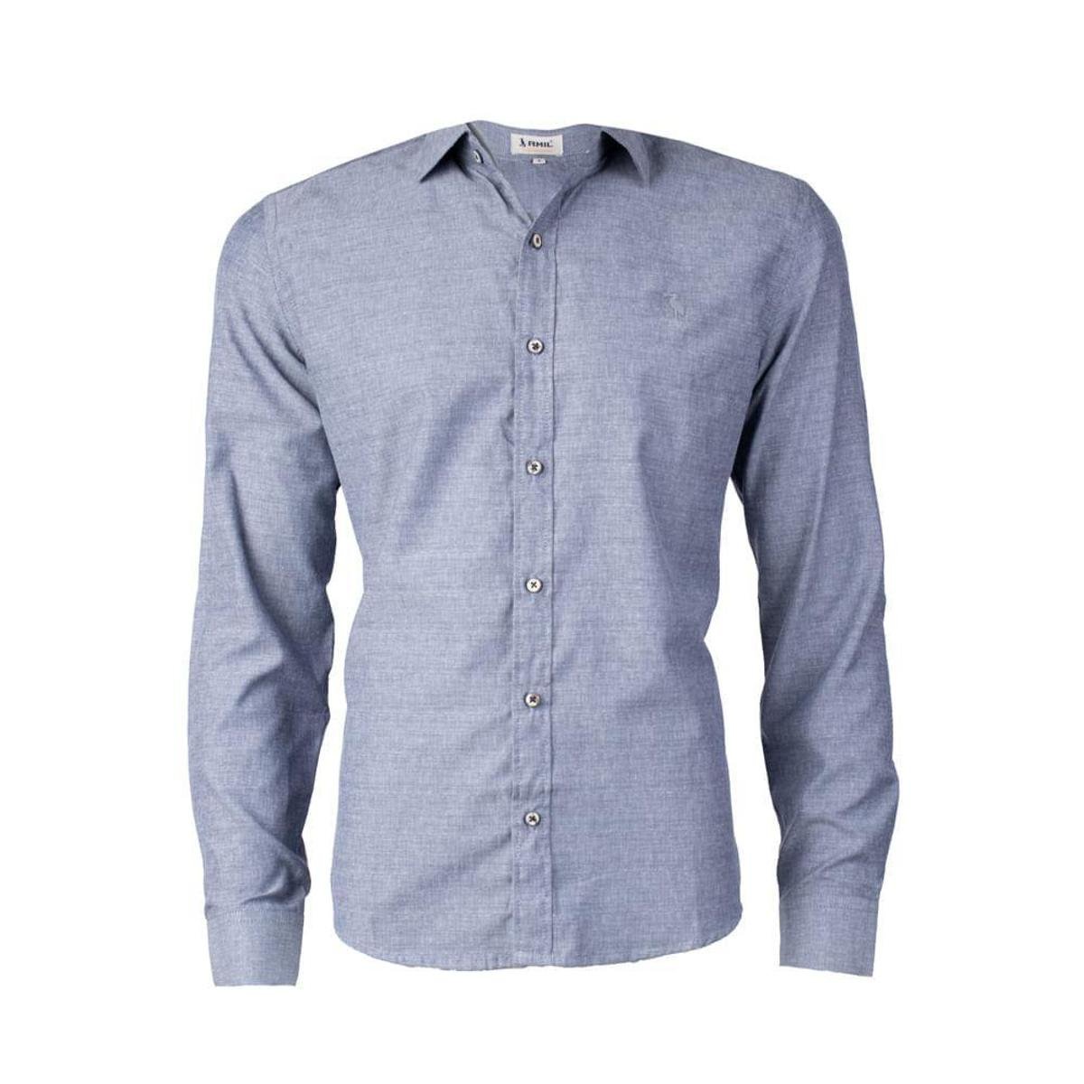 Camisa Masculina Amil Manga Longa Azul