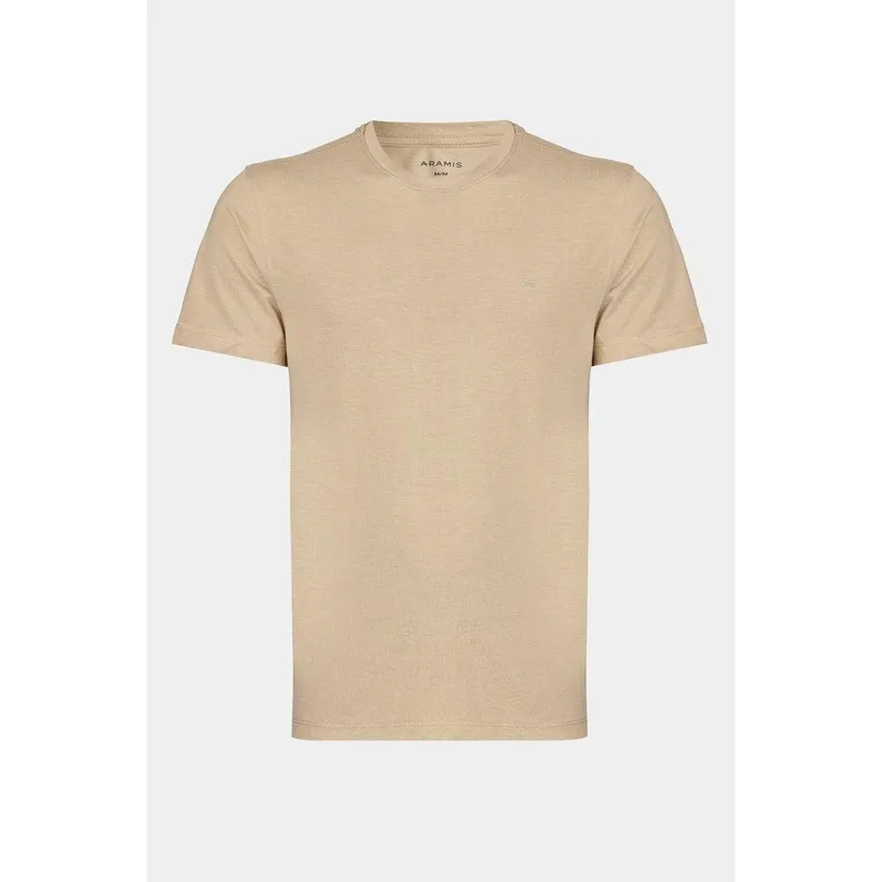 Camiseta Aramis Manga Curta Algodão Básica Areia
