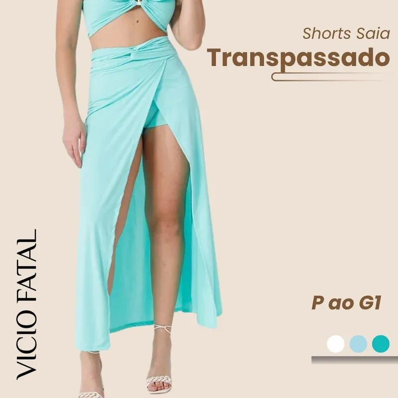 Shorts Saia Feminino Poliamida Transpassada