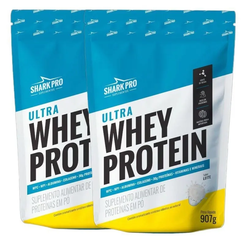 Kit 2x Whey Isolado Concentrado Leite 907g - Shark Pro
