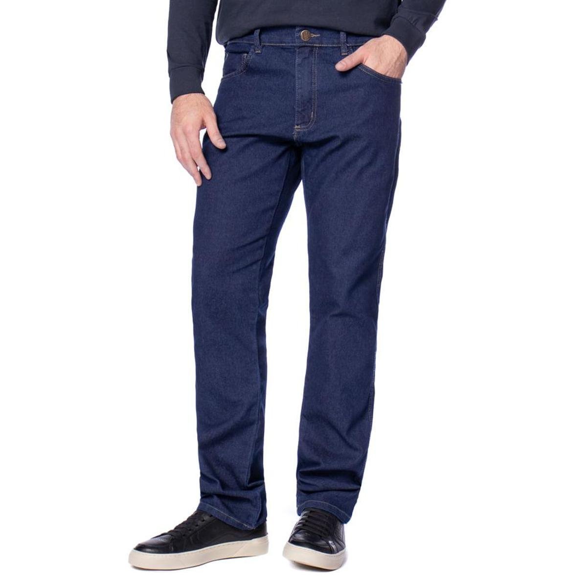 Calça Jeans Masculina Calibre Denim Casual Reta Azul Escuro