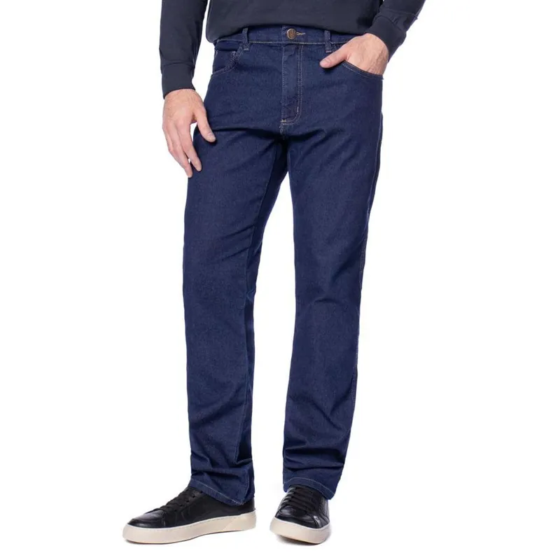 Calça Jeans Masculina Calibre Denim Casual Reta Azul Escuro
