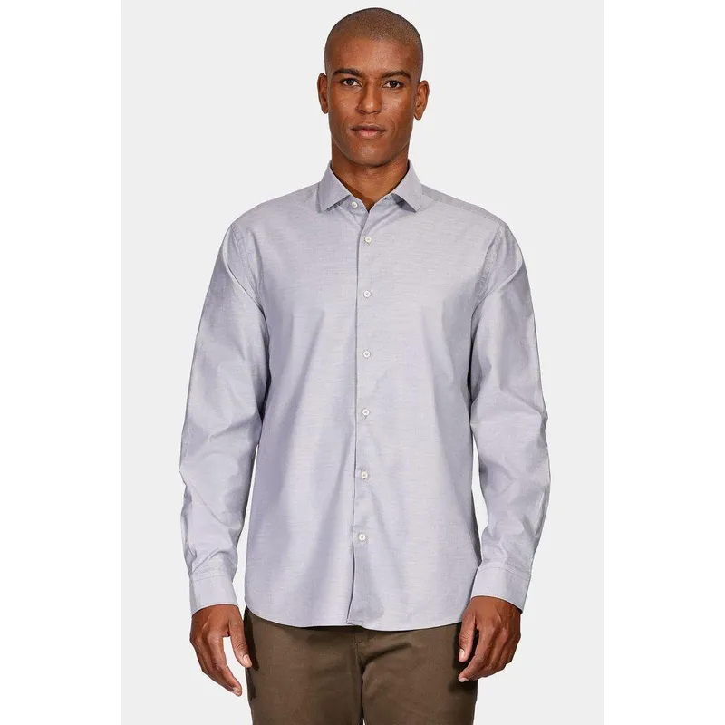 Camisa Aramis Manga Longa Slim Sarja Pima Stretch Cinza