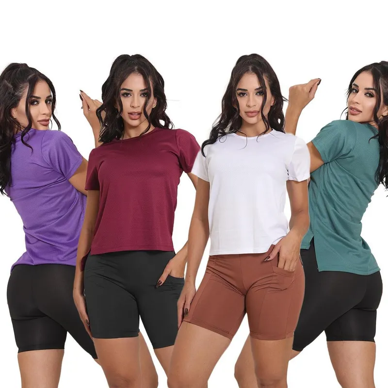 Kit 4 Camisetas Colmeia Feminina Tapa Bumbum Academia Respirável