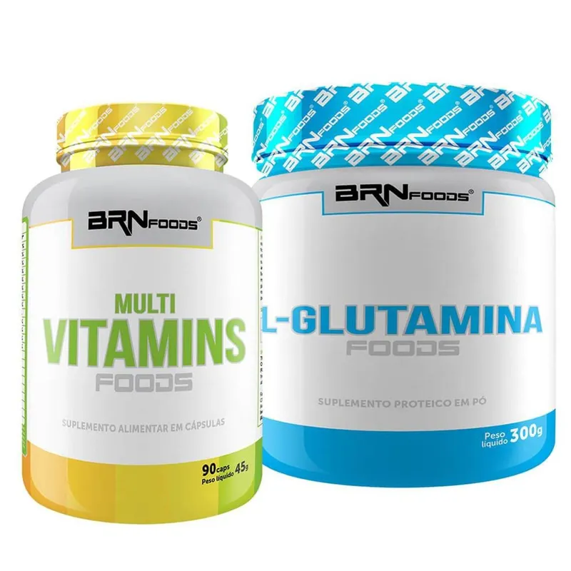 Kit L-Glutamina 300g + Multivitaminico 90 caps - BRNFOODS