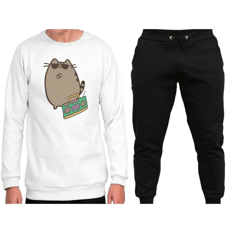 Conjunto Blusa Gola Careca e Calça Moletom Agasalho Gato Gangster Plus Size TropiCaos