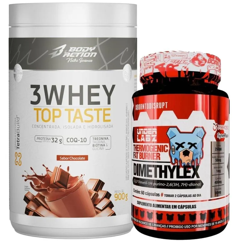 Kit Termogênico Dimethylex + Whey Protein 3W Body Action